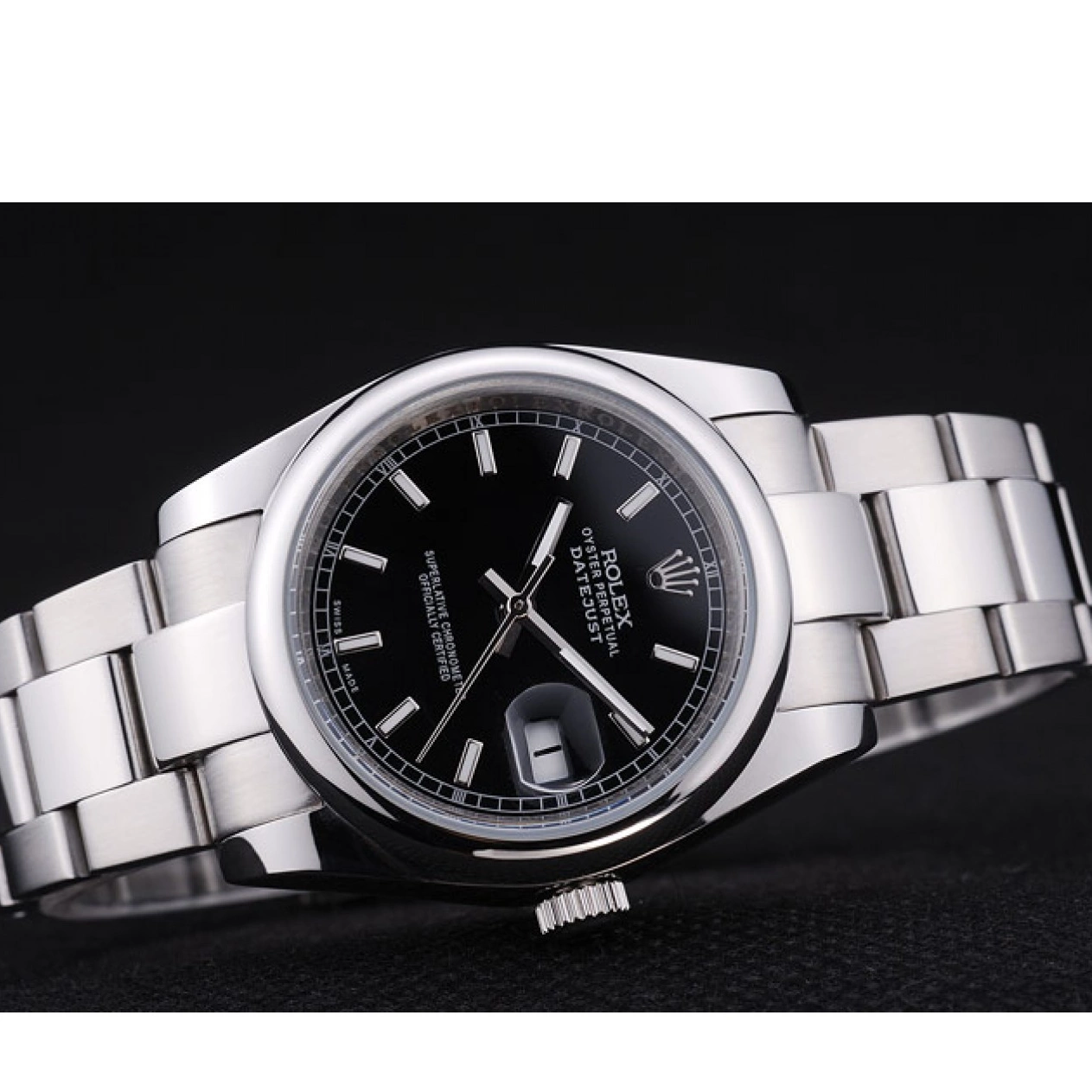 Aaa replica watch Polished Datejust Silver 7467 Dial Bezel Black Rolex 0221