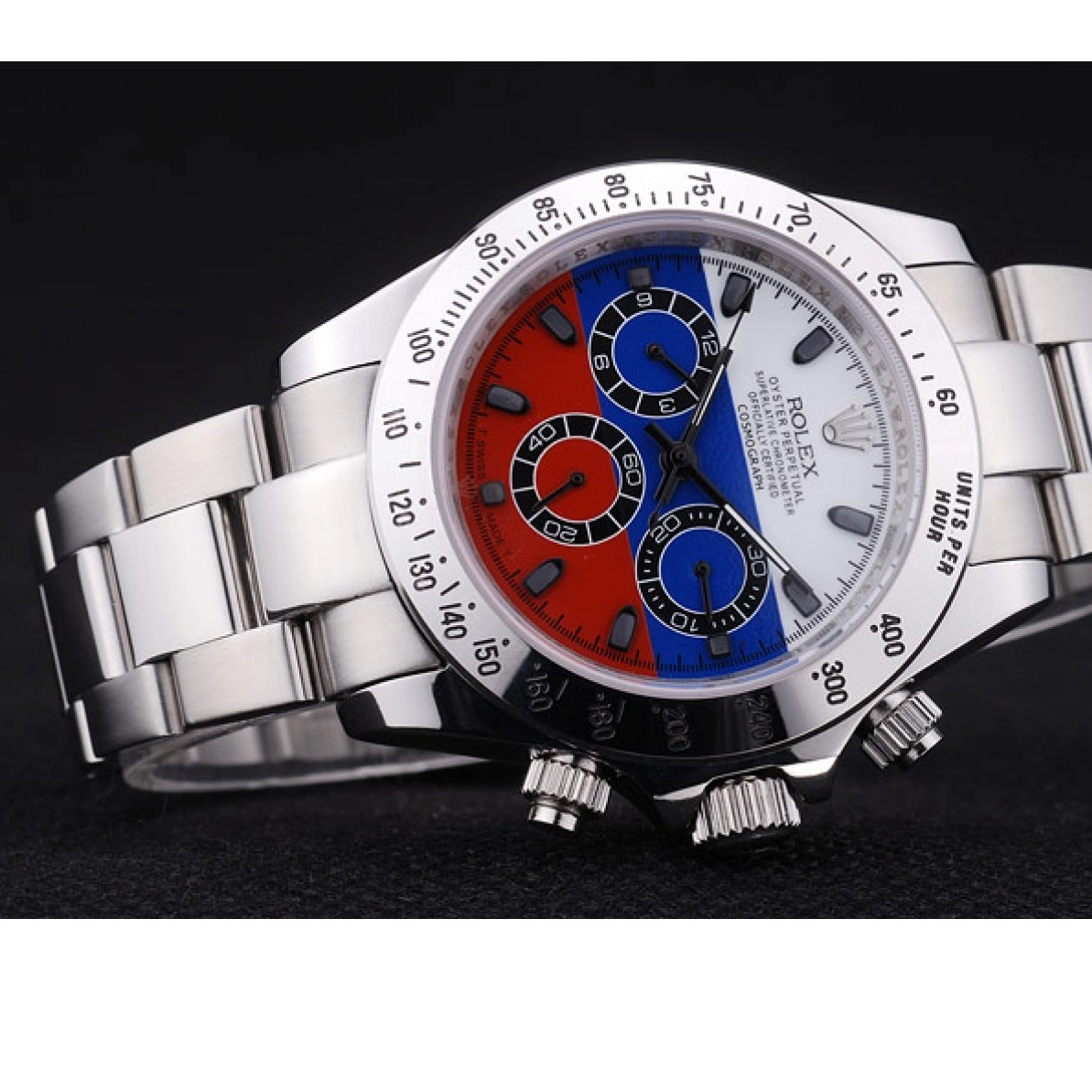 Aaa replica watch Silver 7473 Russian Flag Rolex Daytona Cosmograph Dial Bracelet 0210