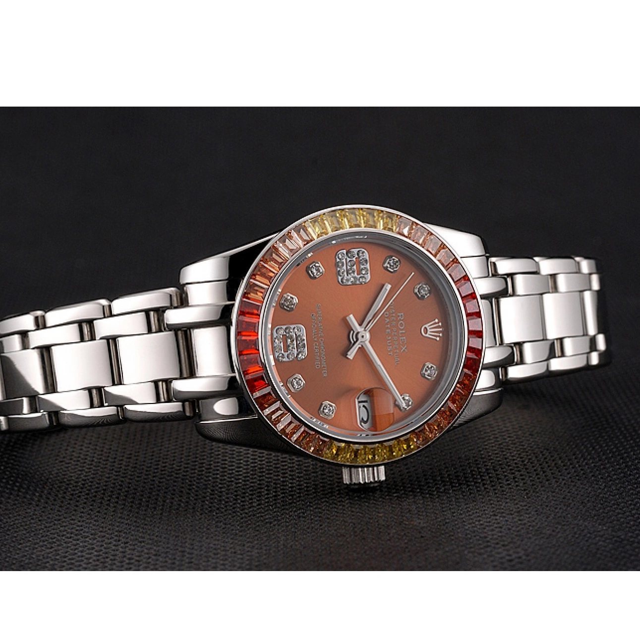 Aaa replica watch And Datejust Steel 39 Stainless Case Pearlmaster Rolex Dial Cognac Bracelet 0301